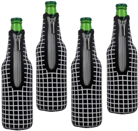 Justchee neopren ölflaska kylare med dragkedja, 499 ml isolerad flaskhylsa fodral för att hålla drycker kylda
