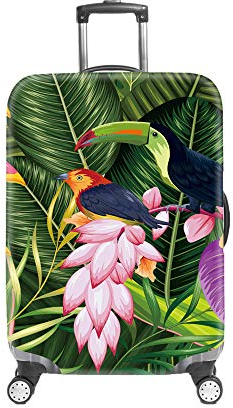 Elastisch Kofferhülle Kofferschutzhülle Waschbar Drucken Gepäck Cover,Chickw1 Kofferschutz-Bezug Anti-Kratzer Staubdicht Reisekoffer Hülle Luggage Cover (Vogel,L (26-28))