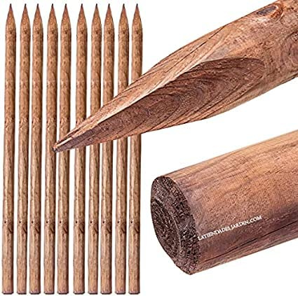 Suinga Set di 10 Pali Tutoree in legno con punta da 150 cm, diametro 5 cm. Supporto per alberi. Costruzione di recinzioni, recinti, pergole, agricoltura
