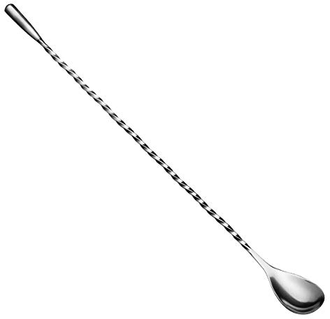 Barlöffel gedreht Teardrop mit Metallknauf 30 cm - Edelstahl