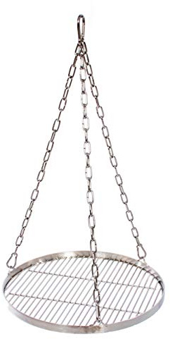 Grillrost 35 cm mit Kette Edelstahl für Schwenkgrill 3 Bein Grill Rost 10 mm Stababstand BBQ