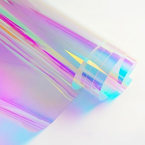 Schillernde Fensterfolie, holografische Fenstertönung, dekorative dichroitische Folie, farbige Regenbogenfolie für Bastelarbeiten, DIY, Weihnachten, Party-Dekoration