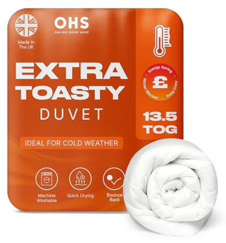 Brentfords King Size Duvet 13.5 Tog, Winter Nights Warm Thick Cosy Quilt for Cold Weather Soft Touch Cover Non-Allergenic Bounce Back Hotel Quality Breathable Machine Washable King Size Duvet, White