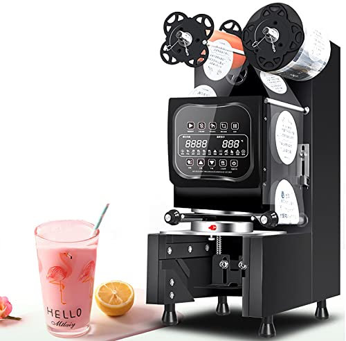 Electric Cup Sealing Machine Fully Automatic Commercial Cup Sealer Bubble Tea/Milk Tea/Juice/Drink Boba Maker Machine 400-600Cups/hr