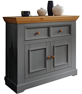 Woodroom Sideboard in Kiefer massiv grau Kommode Anrichte (BxHxT 97x94x42 cm)