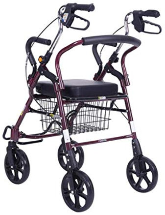 AZICYN Rollator für Senioren, Leichter, zusammenklappbarer 4-Rad-Einkaufswagen aus Aluminium mit gepolstertem Sitz, feststellbaren Bremsen und Korb