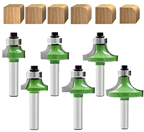 Set di 6 Frese per Legno con Cuscinetto a Sfere in Metallo Duro, Fresa per Bordi Arrotondati per Falegnameria e Fresatura ad Angolo Arrotondato (6)