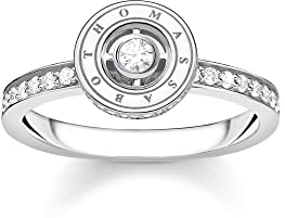 THOMAS SABO Silberring für Damen Kreis mit Weißen Steinen TR2255-051-14-52 Ringgröße 52/16,6