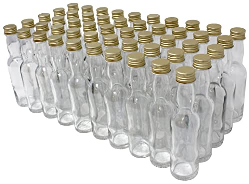 Aromhuset Lot de 50 bouteilles vides en verre de 40 ml avec bouchon à vis - Anti-fuite - Transparent - Bouteille à liqueur - Bouteille à épices - Bouteille décorative - À remplir