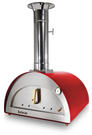 Igneus Classico Wood Fired Outdoor Pizza Oven in Red | Cooks two 12 pizzas | Ideal for families