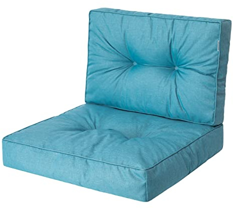 HOBBYGARDEN Outdoor Kissen KAJA 68x68 cm, Blau – Bequemes Sitzpolster für Gartenmöbel, Balkon & Hollywoodschaukel | Palettenkissen & Stuhlkissen für Indoor & Außen