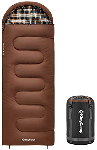 KingCamp Deckenschlafsack Cloud 400 Winter Schlafsack Baumwolle XL Breit -15°C Cappuccino Zipper Rechts
