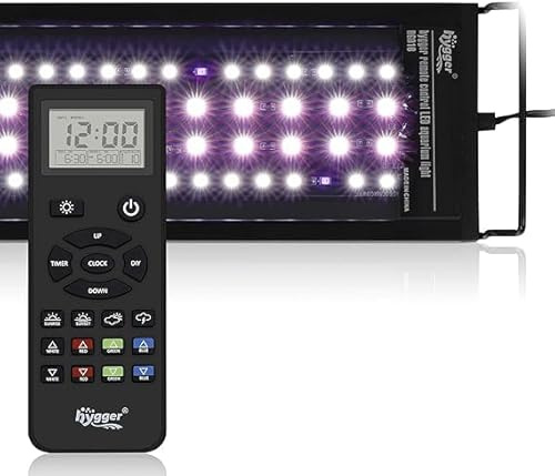 hygger Aquariumleuchte mit Fernbedienung, anpassbare Vollspektrum-LED-Aquariumleuchte, Standard- und Wettermodus, DIY-Modus für bepflanzte Süßwasseraquarien (24W (für 45-61cm))