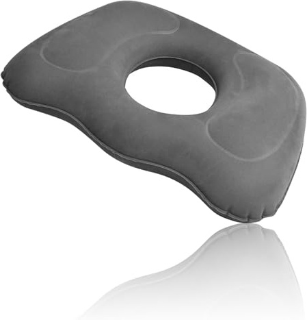 CECOMBINE Cojín Inflable de Donut, ortopédico, para Oficina, después de la operación, Redondo, ergonómico, para aliviar Las hemorroides, escaras y coxis (Gris)