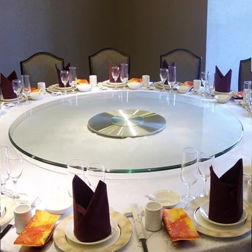 EMENAR Rond Plateau Tournant pour Restaurant Hôtel, 100cm Plateau Tournant Lazy Susan Plateau De Service en Verre Trempé Transparent, Organisateur De Table (Size : 100cm/40)