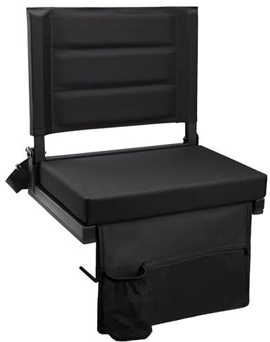 Maeytau Stadium Seats for Bleachers with Back Support, Portable Bleacher Seats with Thick Padded Cushion and Shoulder Strap, Wide Stadium Seat Chair Includes Hooks, Cup Holder and Side Pocket
