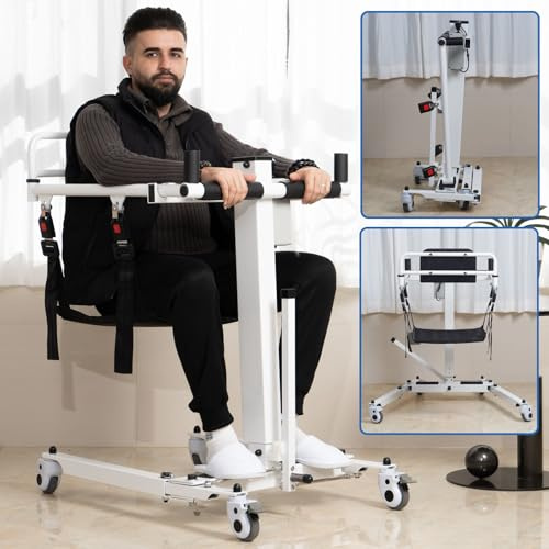 Electric Patient Lift Transfer Chair, Foldable Wheelchair Patient Lift for Home,Portable Wheelchair Patient Transfer Chair for Seniors, Lift Aid Transport Chair for Disabled, Bedside Bathroom