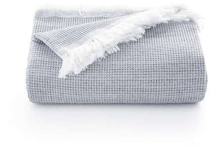 Couvre-lit multifonction pour lit et canapé. Plaid - Couvre-lit en coton doux et respirant nid d'abeille - 180 x 140 cm, gris