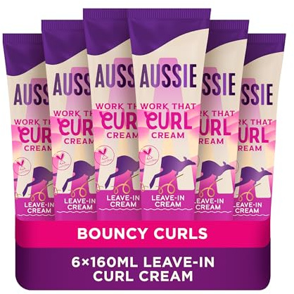 Aussie Work That Curl Defining Curl Cream | For Dry Curly & Wavy Hair | Jojoba Oil, Coconut Oil & Macadamia Nut Oil | Cruelty Free Vegan Formula | Multi-Tasking Curling Cream (Pack of 6 x 160ml)
