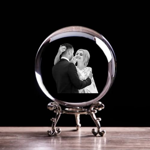 WOMB Custom Glass Photo 3D Crystal Ball, Personalised 3D Crystal Frame, Laser Engraved with Photo, Customized Gifts for Him and Her Birthday (2D, 6 cm)