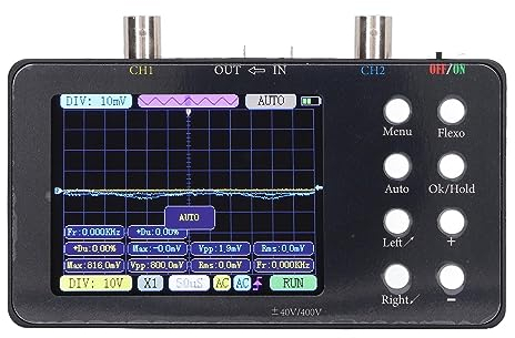 Générateur de Signal d'Oscilloscope, Oscilloscope Numérique à Double Canal, Oscilloscope Automobile Portable de 3,2 Pouces, Taux d'échantillonnage de 50 M de Large, Pinces pour