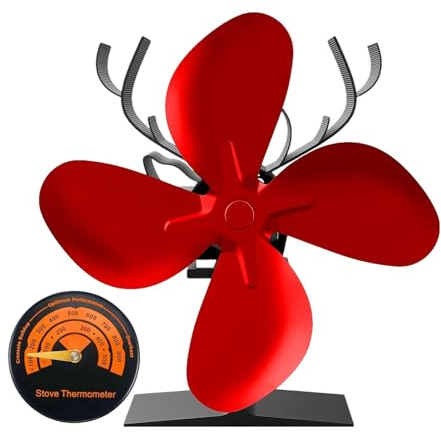 Wood Stove Fan - Wood Stove Fan - Fireplace Fan Thermoelectric Thermal Fan, Non Electric Stove Fan With Magnetic Thermometers, For Home, Fireplaces
