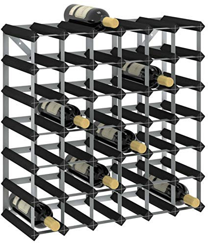Homgoday Porte-bouteilles à vin,Porte-vin de 42 bouteilles noir en bois massif de pin,Porte-bouteilles à vin,Cave à vin,Porte-bouteilles de vin,Porte-bouteilles de vin,Meuble à vin