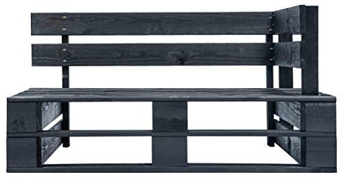 Homgoday Banc d'angle en palettes pour jardin en bois noir
