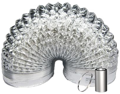 Abluftschlauch Alurohr Lüftungsschlauch Aus Aluminium 80/100/120/150/160/170/180/200/250/300mm Mit 2 Schlauchschelle Edelstahl Für Klimaanlagen Wäschetrockner Abzugshaube(2m,170mm)