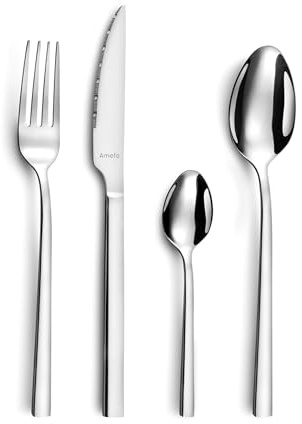 AMEFA Caractère Ménagère 50 couverts acier 18/0 Pour 12 personnes, Inox