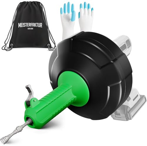 Meisterfaktur Sonda Sturatubi per Pulizia [15M] - Funzione Automatica - Molla Stura Tubi Ideale con Alimentazione Automatica - Sonda Idraulica Stura Lavandini e Scarichi per Amanti del Fai da Te!