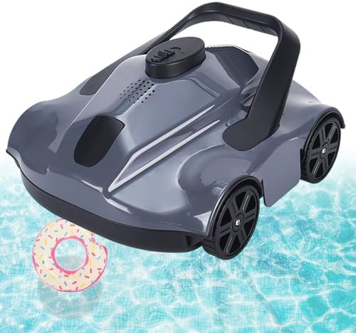 vnmudzeo Senza Fili Robot Pulitore per Piscina 130 Minuti di Autonomia, capacità di Stoccaggio Rifiuti 2,5 L, Porte di Aspirazione Doppie, Robot Spazzatrici per Piscina, Ricarica,Grey