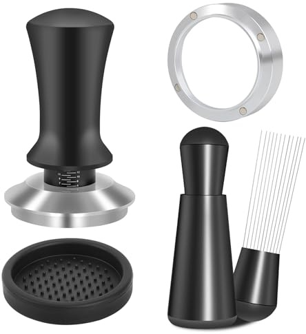 Reoszeank Espressozubehör-Set, Tamper, WDT, Dosiertrichter, 54 mm | Gefederter kalibrierter Tamper, Espresso-Verteilerwerkzeug, passend für Breville 54 mm Espressomaschinen und Siebträger