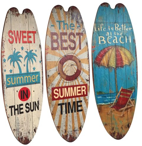 Garneck 3St Holzschild mit Meeresmotiv Surfbrett Wanddekoration Surfbrett Wandbild Surfbrett Wandkunst Gestell Schwimmbad Poster basteln Pooldekoration im Freien Party-Sommerdekoration