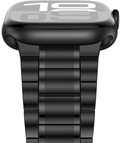 Anlinser Metallarmband Kompatibel mit Apple Watch Armband 42mm 41mm 40mm 38mm, Fünf-Link Edelstahl Ersatzarmbänder für iWatch Serie 11 10 9 8 7 6-1 SE (Schwarz)