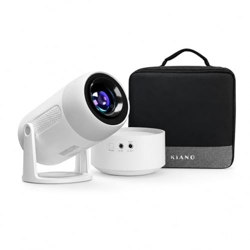 Kiano Vision 2 - Proyector portátil Full HD 1080p - Android 11, WiFi 5GHz, Bluetooth 5.2, batería extraíble, HDMI/USB - Mini proyector compacto inteligente con corrección automática