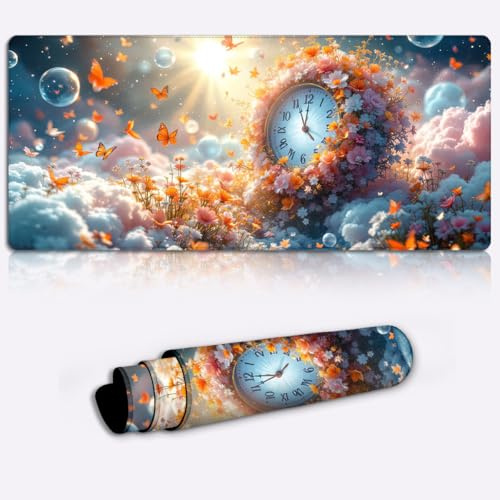 time meets magic Printed PC Laptop Computer Mouse Mat Pad Non-Slip Rubber Base Pad Office Home Novelty Printed Desk Accessory Large Laptop Desktop Printed Art Ergonomic 600 * 350 * 4mm