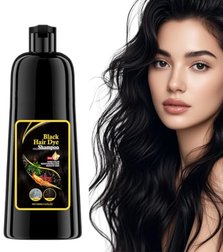 Teegxddy Champú Tinte para Cabello Negro, Champú Tinte Natural,Cubre las Canas, Ingredientes Vegetales,Es un Regalo para los Padres (Negro)
