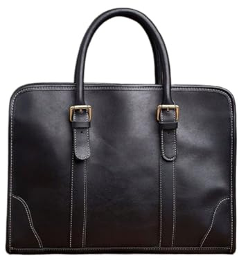 UZOURI Borse for laptop aziendali, valigie, borse a mano, cartelle da uomo, borse a tracolla in vera pelle, borse for computer(Black)