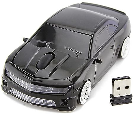 BONKZEBU Drahtlose Computermaus in Sportwagenform, 2,4 G, Hochpräziser Sensor für Laptop, Plug-and-Play-Automaus für Bürospiele (Schwarz)