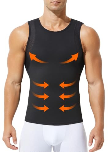 Mauro Kane Camiseta Reductora Hombre Camisa de Compresión Camiseta Adelgazante Chaleco Reductor Body Shaper Faja Deportivas, S~XXL