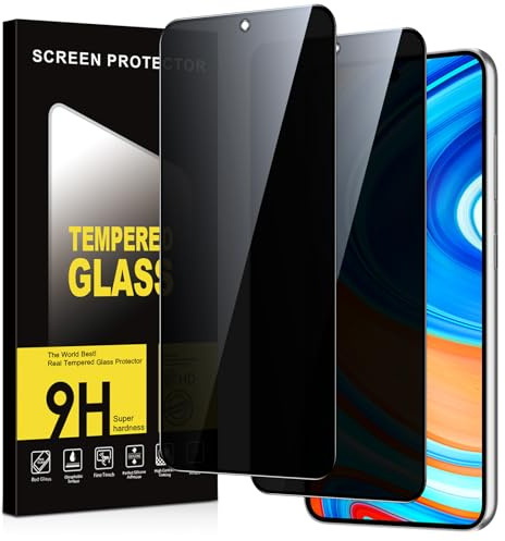 Xiltlly Protector Pantalla Privacidad para Xiaomi Redmi Note 9 Pro/9 Pro Max/9S 4G 2 Piezas,Anti Espía Cristal Templado,Vidrio Película 9H Dureza,Anti-Arañazo,Sin Burbujas,Privacy Screen Protector