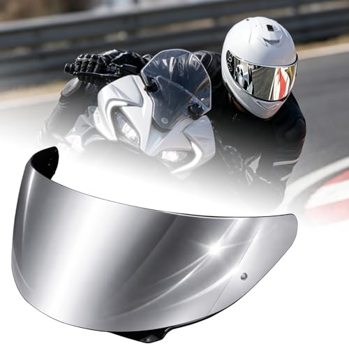 PSLER Motorcykelvisir ersättning för HJC HJ-38, lämplig för i71 F71 integralhjälmar, reptålig och UV-skydd hjälmvisir, pinlock förberett (silver)