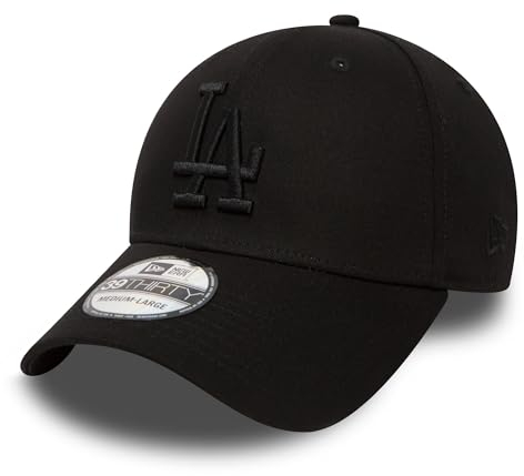 New Era League Essential 39Thirty Cap LA Dodgers Schwarz Schwarz, Size:XS/S