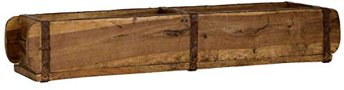 IB Laursen Alte Ziegelform 57x14.5x8.5 Zweikammer - Vintage Holzkiste mit Metallbeschlägen - Echte, benutzte Form aus Indien aus Altholz gefertigt - Jedes Stück ein Unikat