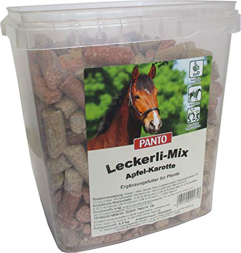 PANTO Leckerli Mix für Pferde Apfel & Karotte 3,2 kg – leckere Belohnung für Pferde und Ponys in Pelletform, Zwei Sorten Pferdeleckerlis, Pferdefutter Ergänzung
