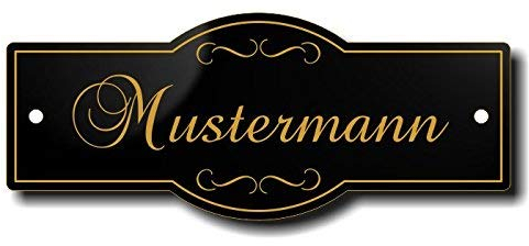Türschild, Briefkastenschild, Klingelschild, 70-300-002-SG, Acryl, Oberfläche schwarz glänzend, Gravur gold, individuell anpassbar
