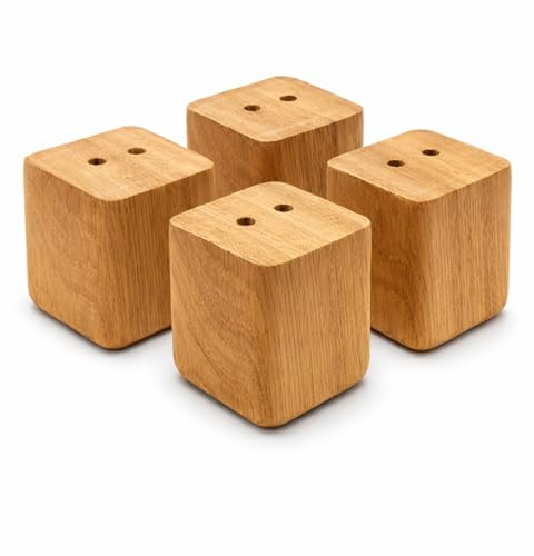 Vershy 4X Möbelfüße Eiche Massivholz 6cm – Sofafüße eckig gerade geölt – Holz Möbelbeine zum Anschrauben für Sofa, Couch, Schrank, Bett (4er Set)