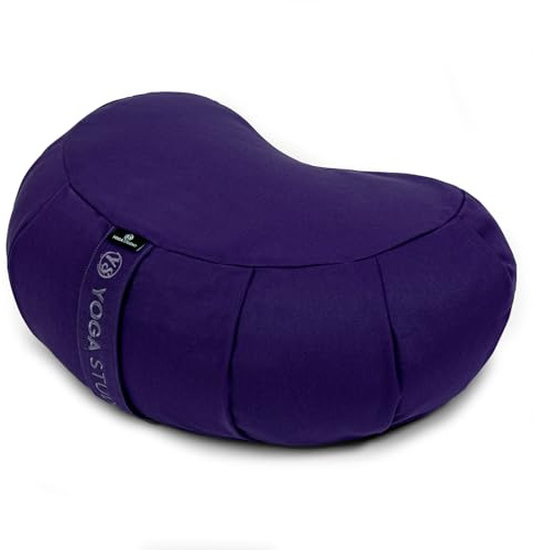 Yoga Studio YS/EU CRES/Cushion/Purp, Europeo Organic Mezzaluna Zafu – 42 x 13 x 18 cm Meditazione Pouf con Copertura in Cotone, Grano saraceno Accessori Yoga-Viola Unisex-Adulto, Standard