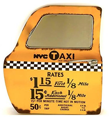 New York Taxi Retro-Schild Tür Zeichen mit Spiegel Metallhandwerk Zubehör für Zuhause Wandschild im Vintage-Stil Dekoschild Zubehör für Wohnkultur 50er Jahre Haus Dekoration